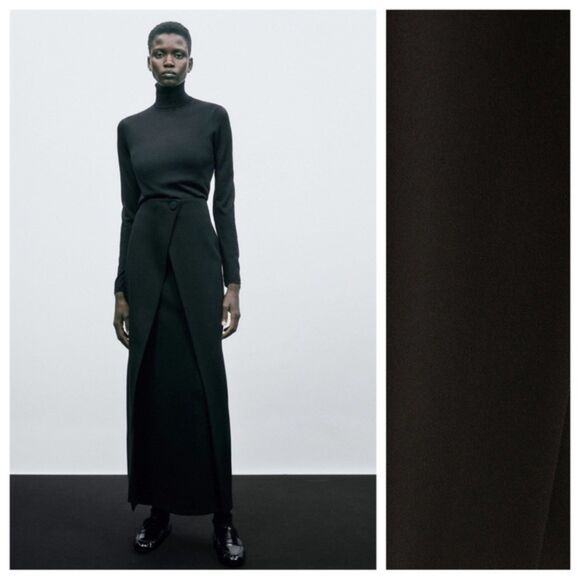 Black Massimo Dutti Pleat Front Long Maxi Skirt (NWT) - Picture 7 of 7